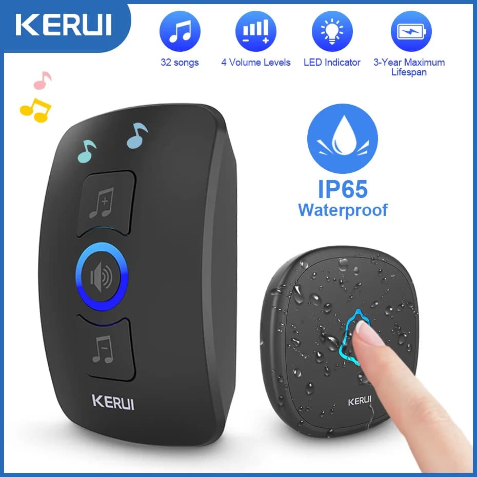 KERUI M525 campanello ad anello con pulsante a sfioramento campanello impermeabile per esterno 500ft telecomando Cordless 32 campanelli 433MHZ Wireless