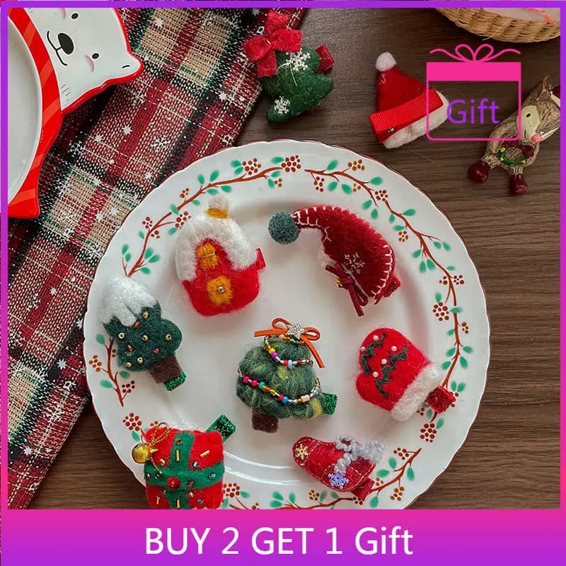 1 pezzo di fermaglio per capelli per albero di Natale, campana in feltro, clip laterale per ragazze, festa, forcina, accessorio per capelli per bambini