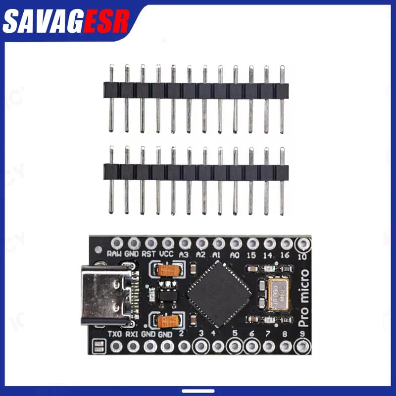 Scheda di Sviluppo Microcontrollore DC 6-12V 5V Pro Micro Type-C USB con Chip ATmega32U4, Modulo Nero per Arduino