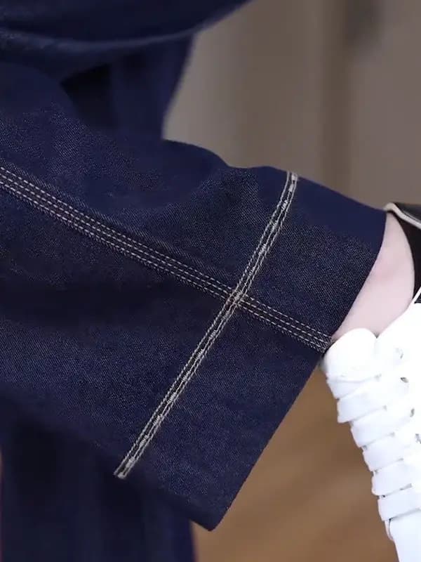 Slim Wide Leg Denim Blue Jeans High Waist Straight Cut Casual Slimming Spring New Style Women's Jeans Casual Wear
