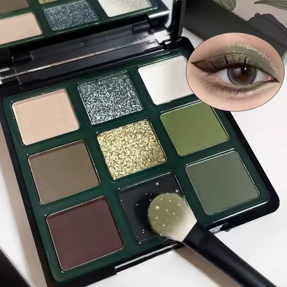 Palettes of shades 9 colors Olive green Look for eyes Pearlscent Shimmer Ombretto matte Palette pink Cosmetic flash
