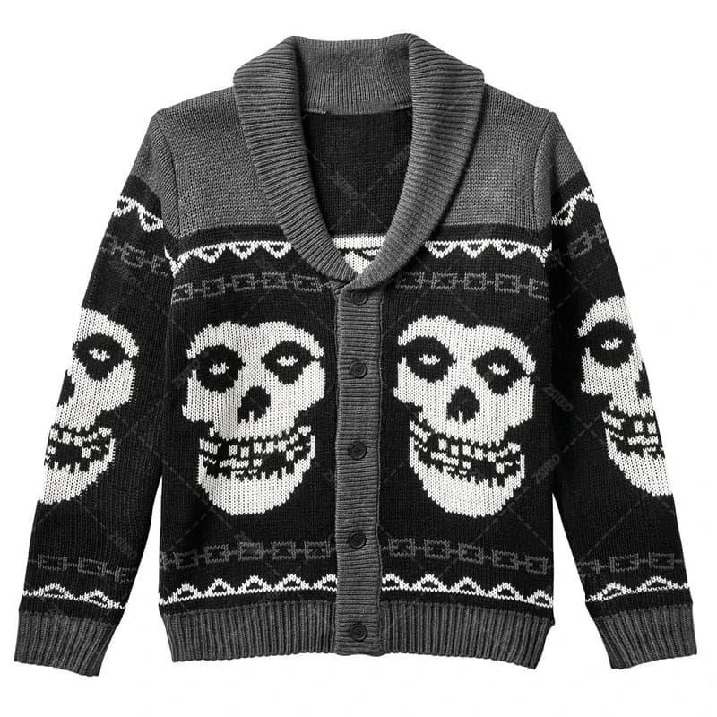Autunno/Inverno y2k Ritratto stampato maglione Harajuku Moda uomo e donna cappotto a maniche lunghe caldo maglioni con motivo fantasma gotico