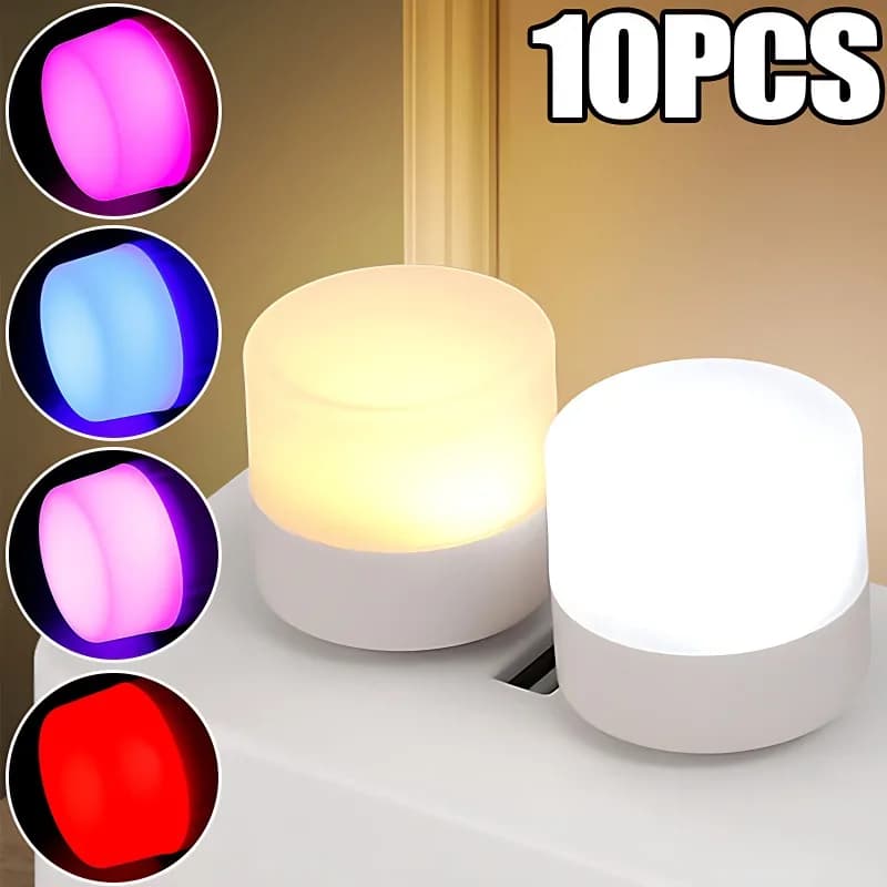 1-10PCS USB Luce notturna Mini LED Spina Lampada Accumulatori e caricabatterie di riserva Ricarica Protezione per gli occhi Luci del libro Alimentazione mobile Ricarica Luce della camera da letto