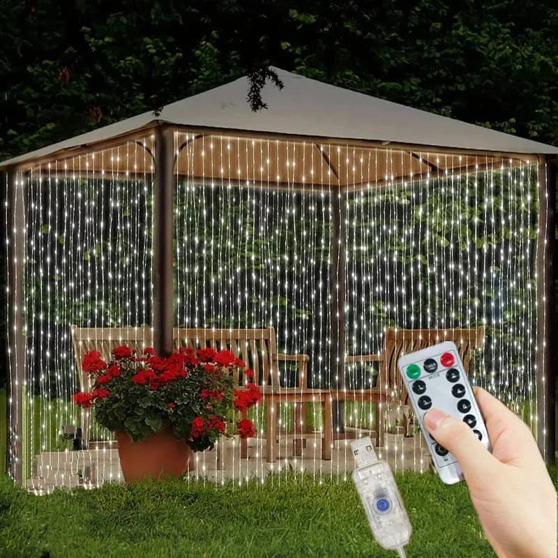 Decorazioni per la camera 8 modalità USB Tenda luminosa per interni Fata String Light Decorazione Matrimonio Festa di Natale Vacanza 3/6M Luce per camera da letto a LED