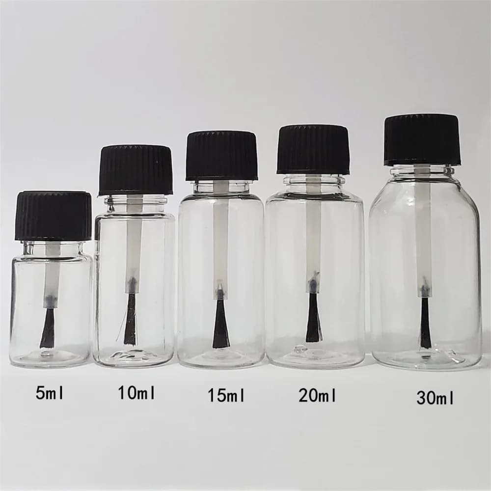 5ml/10ml/15ml/20ml/30ml bottiglie di smalto per unghie in plastica barattoli riutilizzabili contenitori per vernici liquide con pennello contenitori vuoti