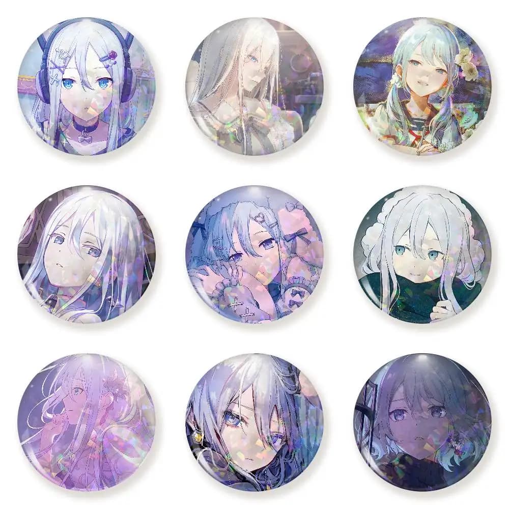 Spilla Rotonda Cartoon Yoisaki Kanade 75x75 25x25 mm per Zaino, Camicia, Accessori, Gioielli, Distintivo, Regalo per Amici