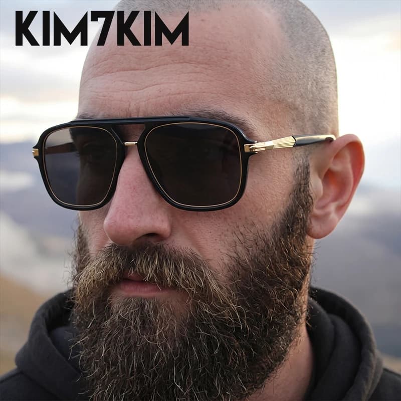 Oversized Polarized Square Sunglasses Men 2026 Luxury Designer Vintage Steampunk Fishing Sun Glasses Male Double Bridge Shades