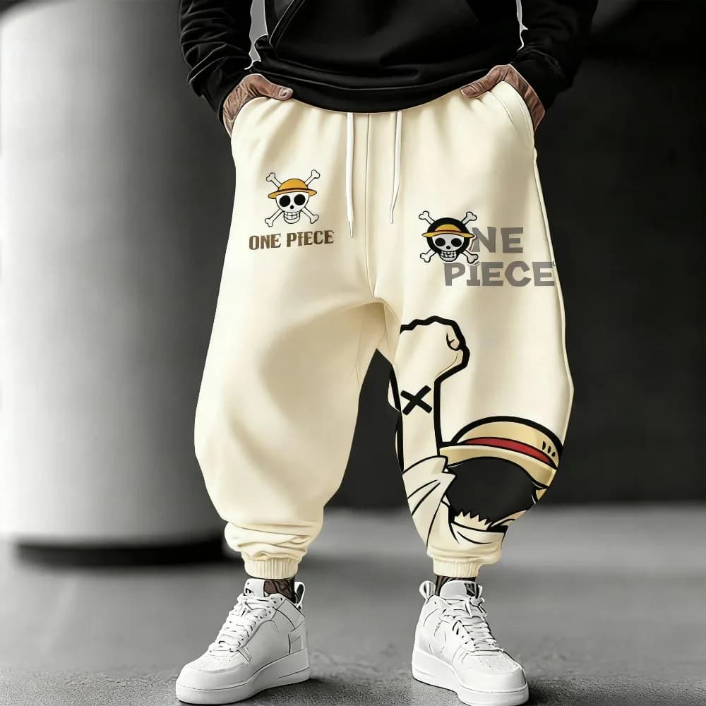 Pantaloni Sportivi in Cotone One Piece per Uomo e Donna, Luffy 2026 Primavera-Estate, Stile Harajuku con Stampa Anime, Hip Hop Americano, Modello Largo