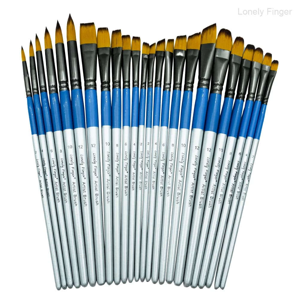 6pcs Paint Brushes Set Soft Nylon Filbert Angular Flat Round Pointed Tip Acrylic Paint Brushes for Watercolor Oil Acrylic