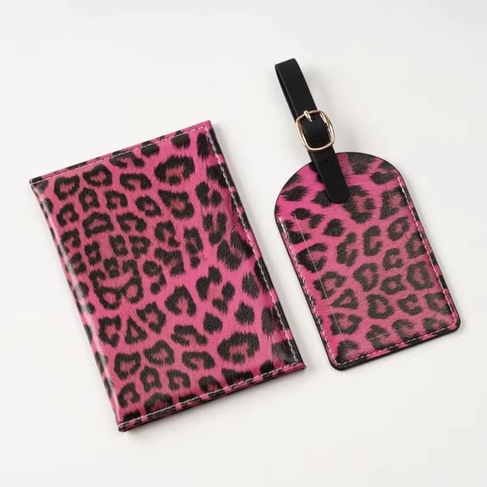 2pcs Leopard Print Passport Cover Protective Cover Unisex Design Passport Wallet Storage Bag PU Leather Travel Document Holder