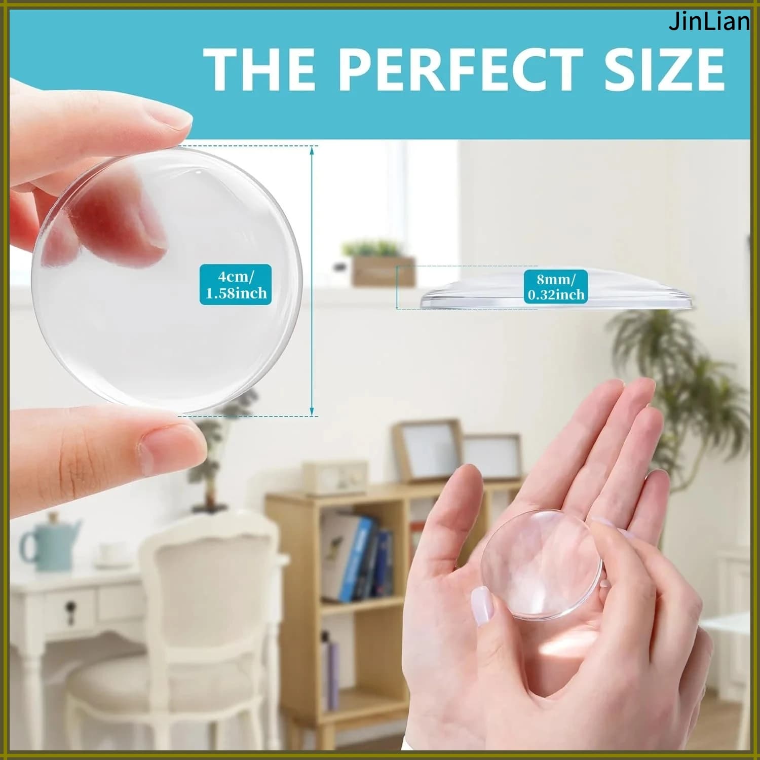 Wall door stopper, door handle protector, circular door handle protector, transparent silicone door stopper, self-adhesive