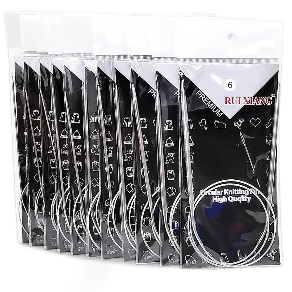 11 pezzi 32 pollici (80/65cm) Set di ferri da maglia circolari in acciaio inossidabile Kit per maglieria in diverse dimensioni da 1.5 a 5 mm