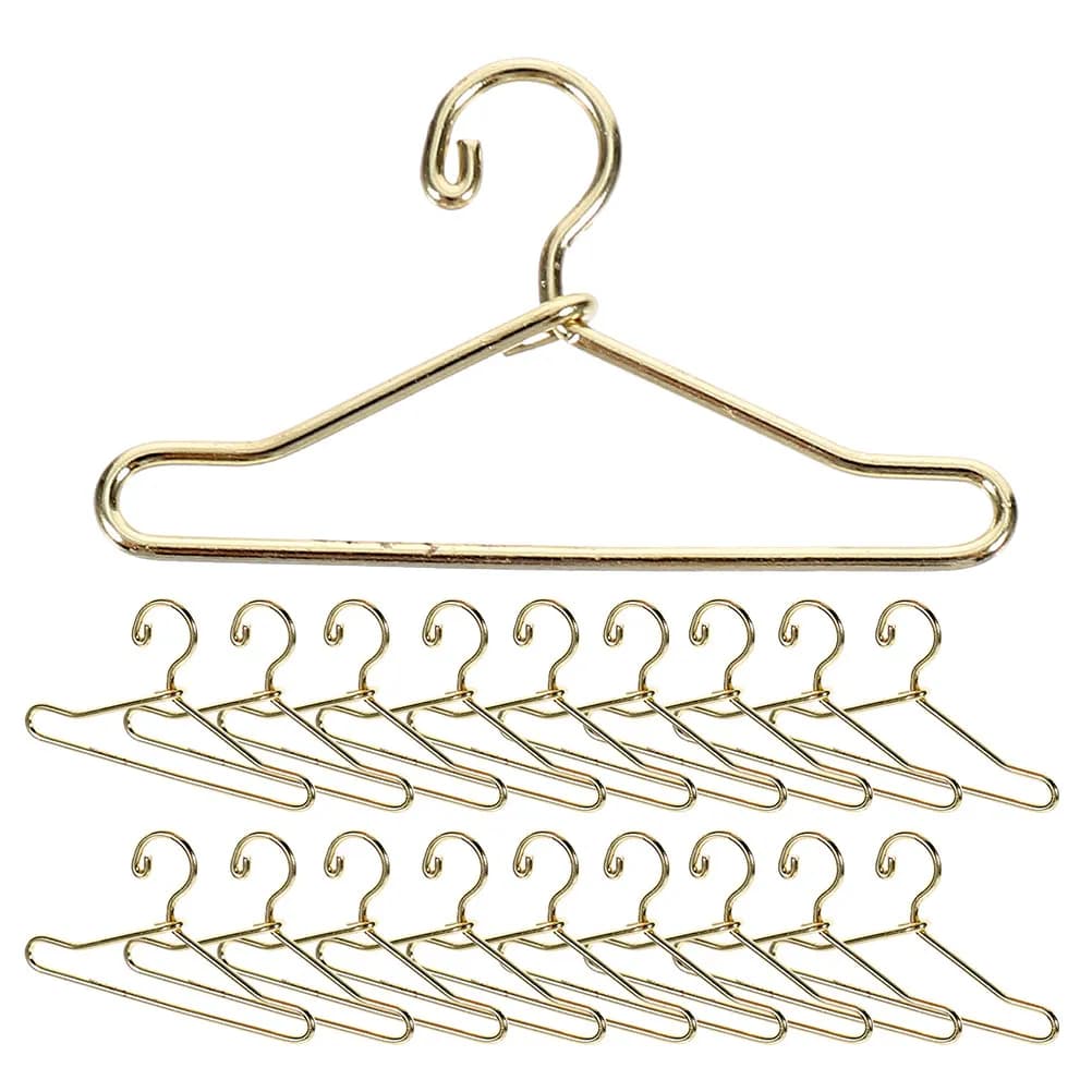 24 Pieces Mini Hangers Metal Golden 40mm, Small Cabinet Organizers, Doll House Accessories
