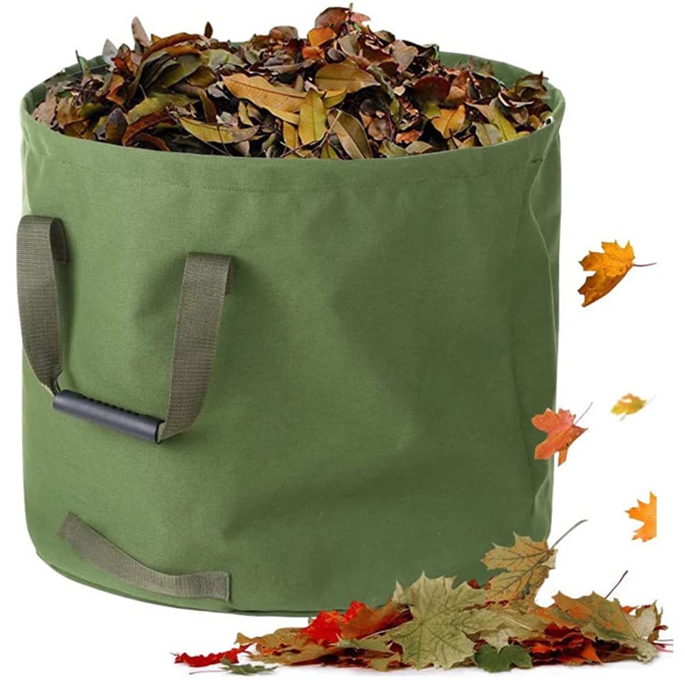 Garden Waste Bag Collapsible Canvas Reusable Water Resistant Garden Yard Leaf Waste Bag Waste Sack with Handles Storage Bag