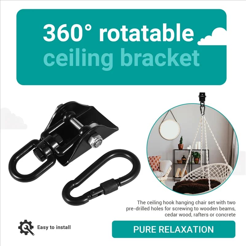 Suspended chair with ceiling hook 360 ° Wheel the swinging hook 450 kg Swing hook for boxing sack, hammock, yoga, etcabht