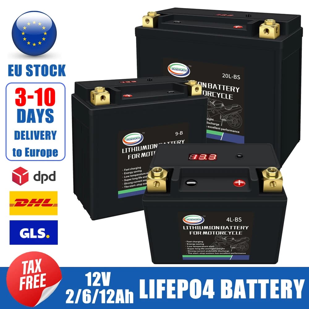 Batteria per moto 12V LiFePO4 batterie al litio ferro fosfato BMS integrato 4L-BS 9-B 20L-BS Jump Starter Scooter Moto ATV UTV