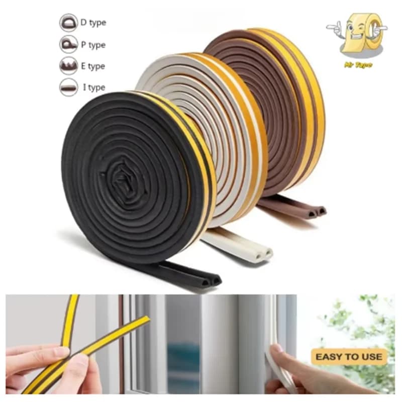 6/12/24 M Self Adhesive Door Window Sealing Strip Sound Insulation Foam Weatherstrip Anti-Collision Seal Draught Excluder Tape