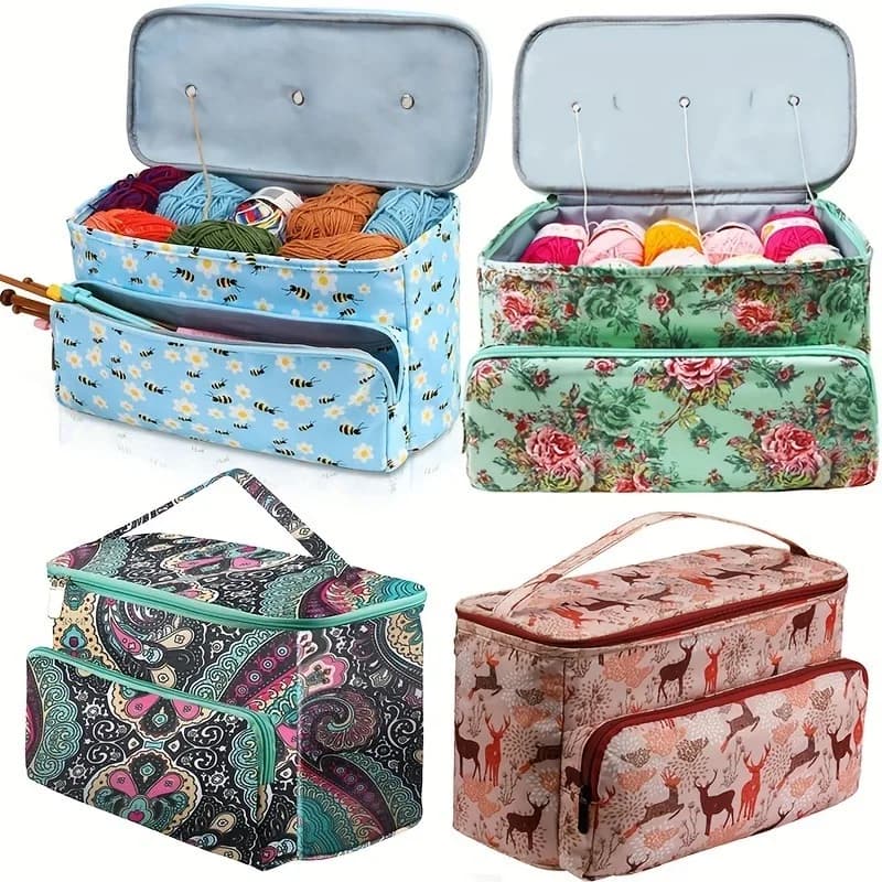 1 pz borsa portaoggetti portatile per filati con ferri da maglia organizzatore appassionati di artigianato borsa portaoggetti per accessori da cucito