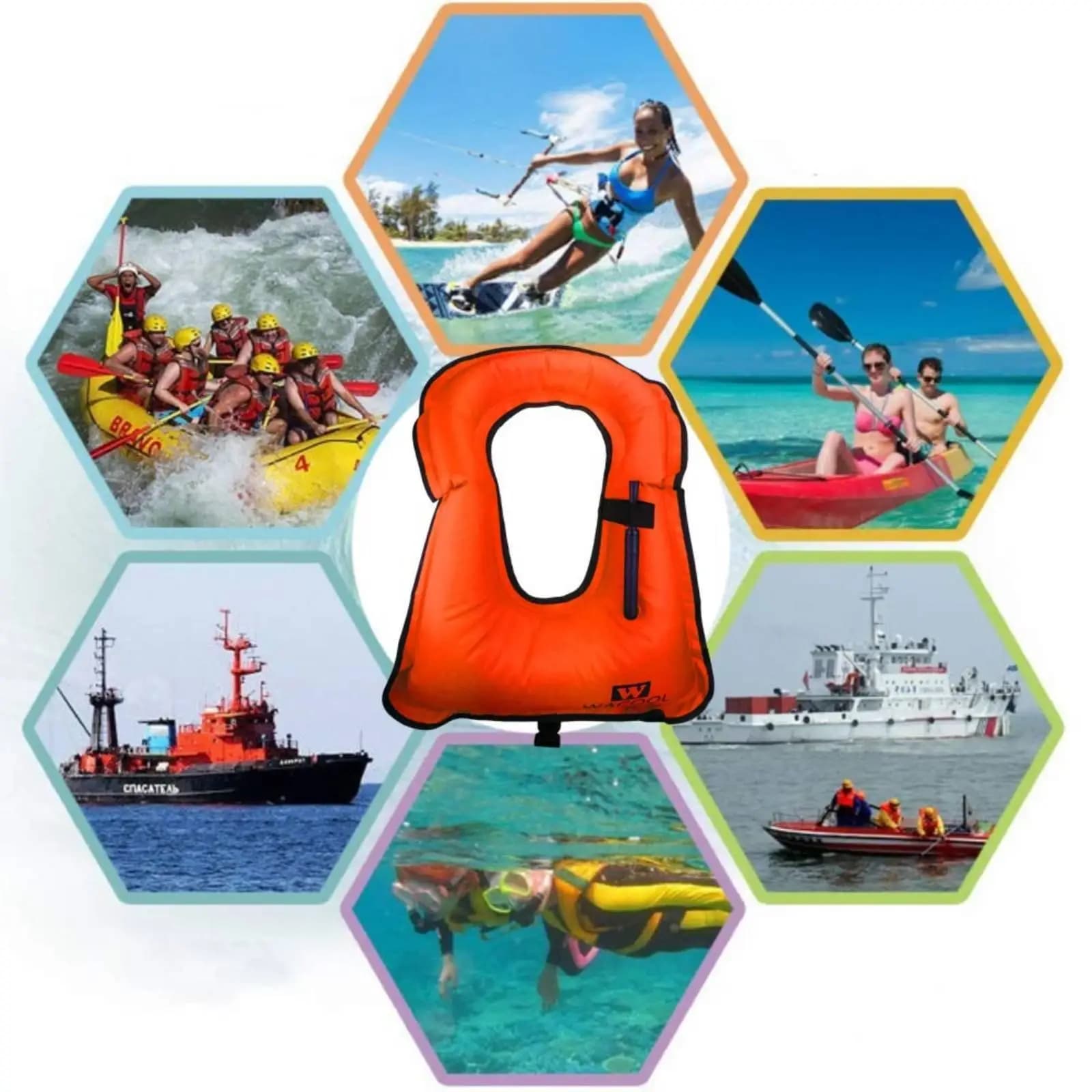 Inflatable Safety Vest Quick Inflation Swim Life Jacket Snorkeling Flotation Vest for Water Sports Lake Pool