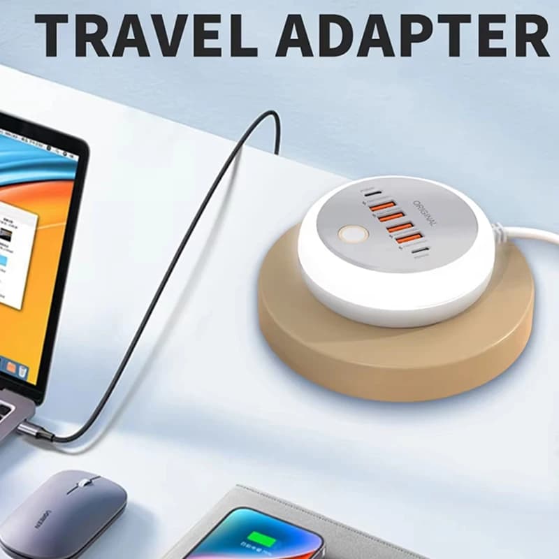 USB Fast Charging Charger 6 Port PD Type C Wall Charger For Huawei iPhone Xiaomi Android Travel Phone Adapter EU US UK Plug Home