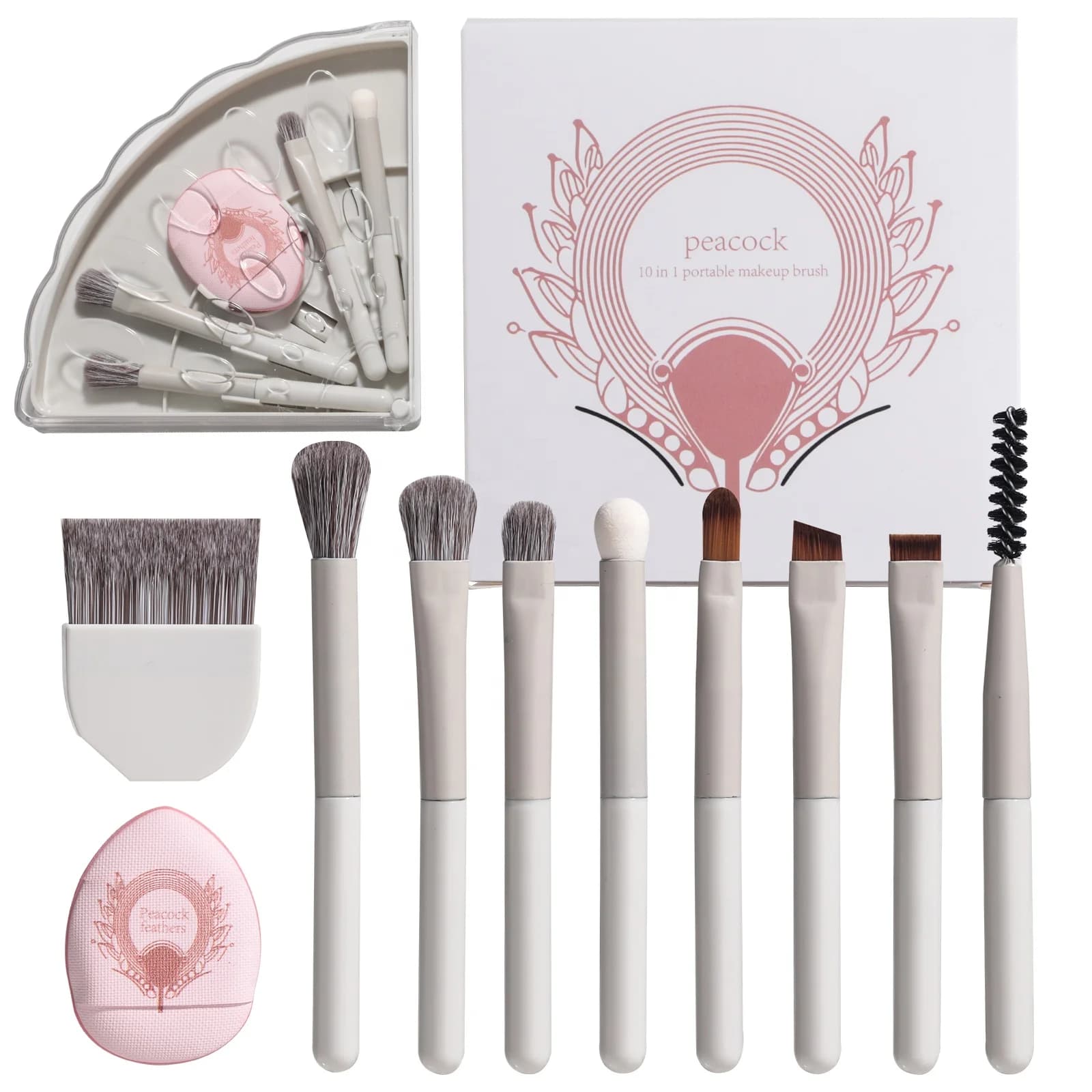 # Set di pennelli per trucco viso portatili da viaggio per vendite calde Set di pennelli cosmetici con etichetta privata Mini funzione completa con supporto