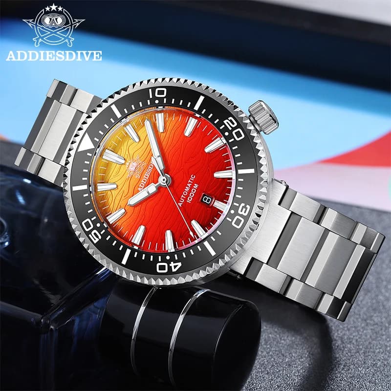 ADDIESDIVE Orologio da uomo meccanico automatico BGW9 Luminoso 1000m Impermeabile per immersioni con lunetta in ceramica Orologio da polso in acciaio inossidabile 316L