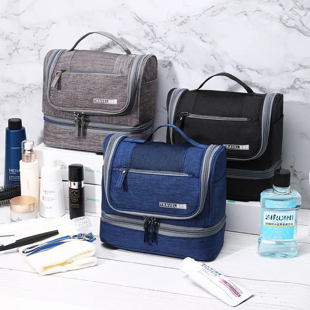 Nuova Borsa da Toilette Portatile con Gancio, Borsa per il Trucco da Uomo, Organizer da Viaggio per Articoli da Toilette, Borsa Portacosmetici da Donna