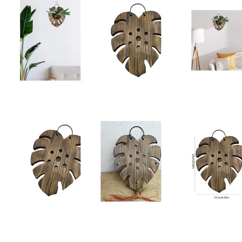 Iron Hook Equipped Ferns Display Board Natural Wooden Home Garden Decoration