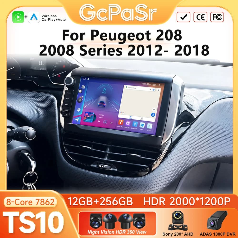 Android 16 For Peugeot 208 2008 Series 2012- 2018 BT Car Radio Video GPS Navigation 5G Wifi Car Intelligent Systems Display DVD