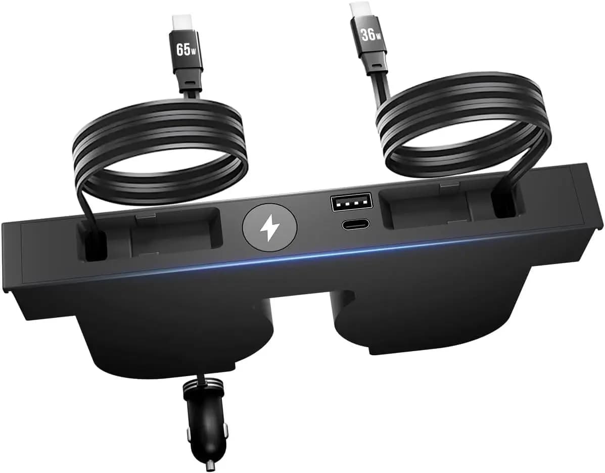 USB Hub for Tesla Model Y/3 Highland 2025, Hidden Console Accessories with Phone and Hub Charger Compatible with Apple Watch