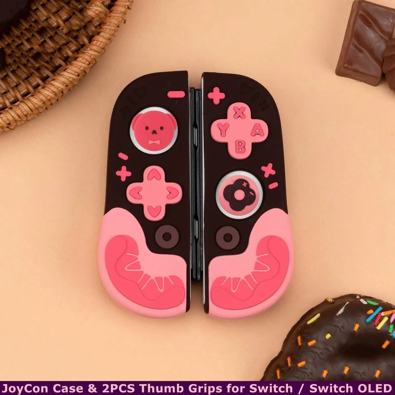 Custodia Protettiva per Impugnatura Switch/OLED, Resistente a Urti e Cadute, Cover in Silicone Colorata a Forma di Ciambella