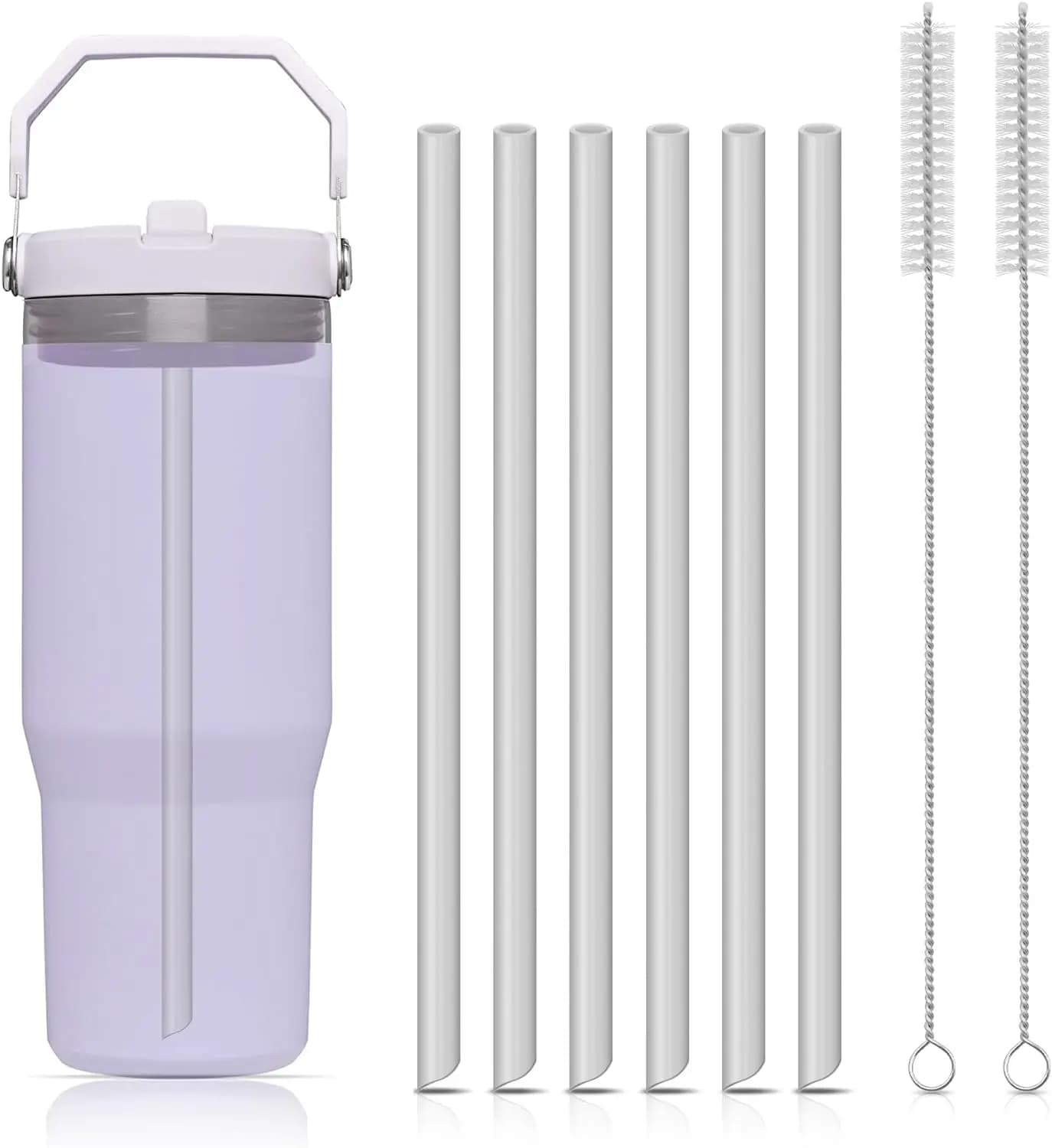 6 Piece Reusable Candles Plastic Candles with Cleaning BrushCompatible with 30 ounces Stanley IceFlow Cups Stanley Flip