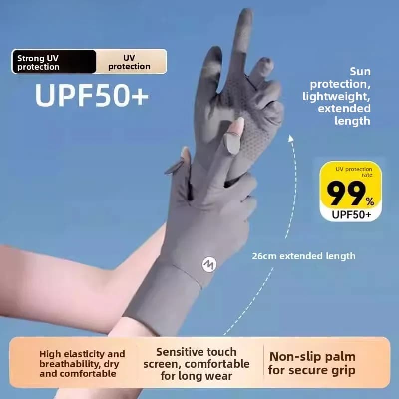Guanti in Seta Ghiacciata per Protezione Solare, Protezione UV per Donne, Sottili, Estivi, per Guida, Moto, Auto, Touch Screen, Antiscivolo, Estensibili