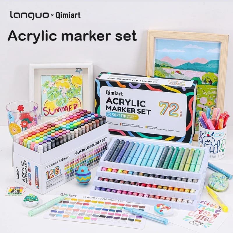 New 9/126 Colors Acrylic Paint Markers Set Art Markers Painting Pen Graffiti for Stone Disc Case School Art Supplies Stationery
