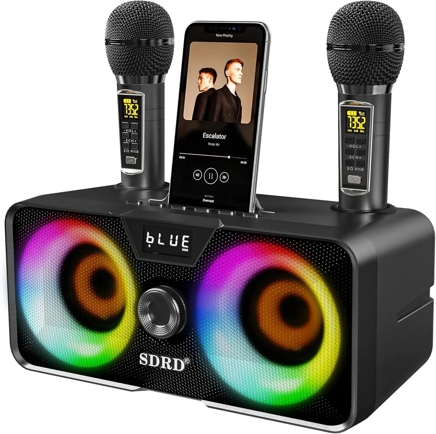 Macchina per Karaoke Portatile con Microfoni Wireless, Altoparlante Bluetooth e Luci LED per Feste, Regali