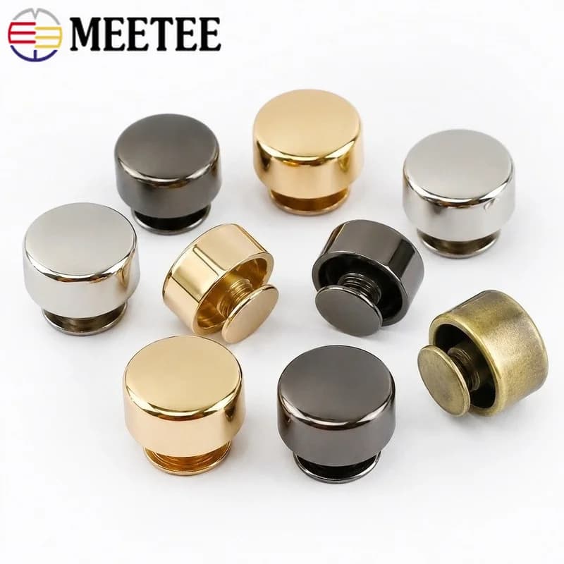10/20/50Pcs 10mm Zinc Alloy Flat Screw Studs Hollow Solid Bag Feet Rivets for Handbag Bottom Leather Sewing Repair Hardware Set