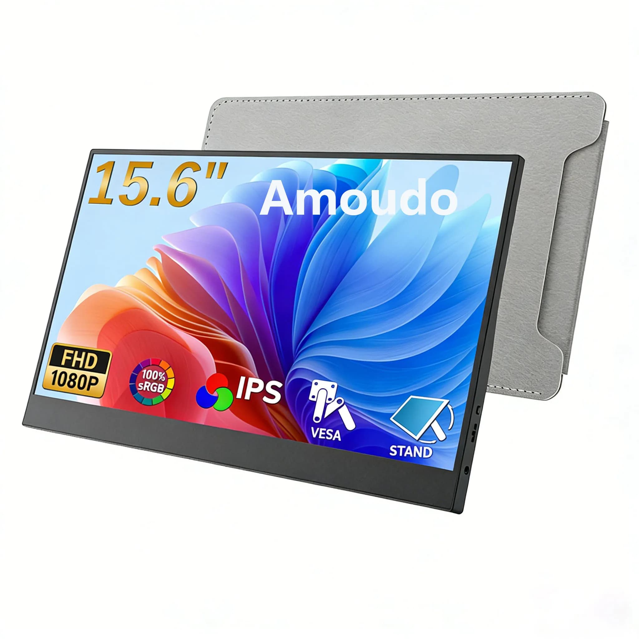Amoudo Monitor portatile da 15,6 pollici 1920x1080P Estendi display Pannello LCD IPS Supporto per buco della penna VESA USBC Mini HDMI Display mobile