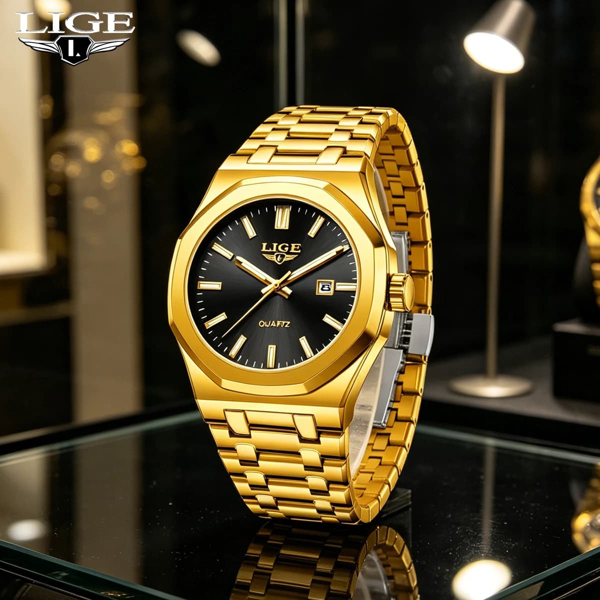 LIGE Luxury Quartz Man Wristwatch Sport Men Watches Waterproof Luminous Date Week Stainless Steel Men's Watch Male Reloj Box