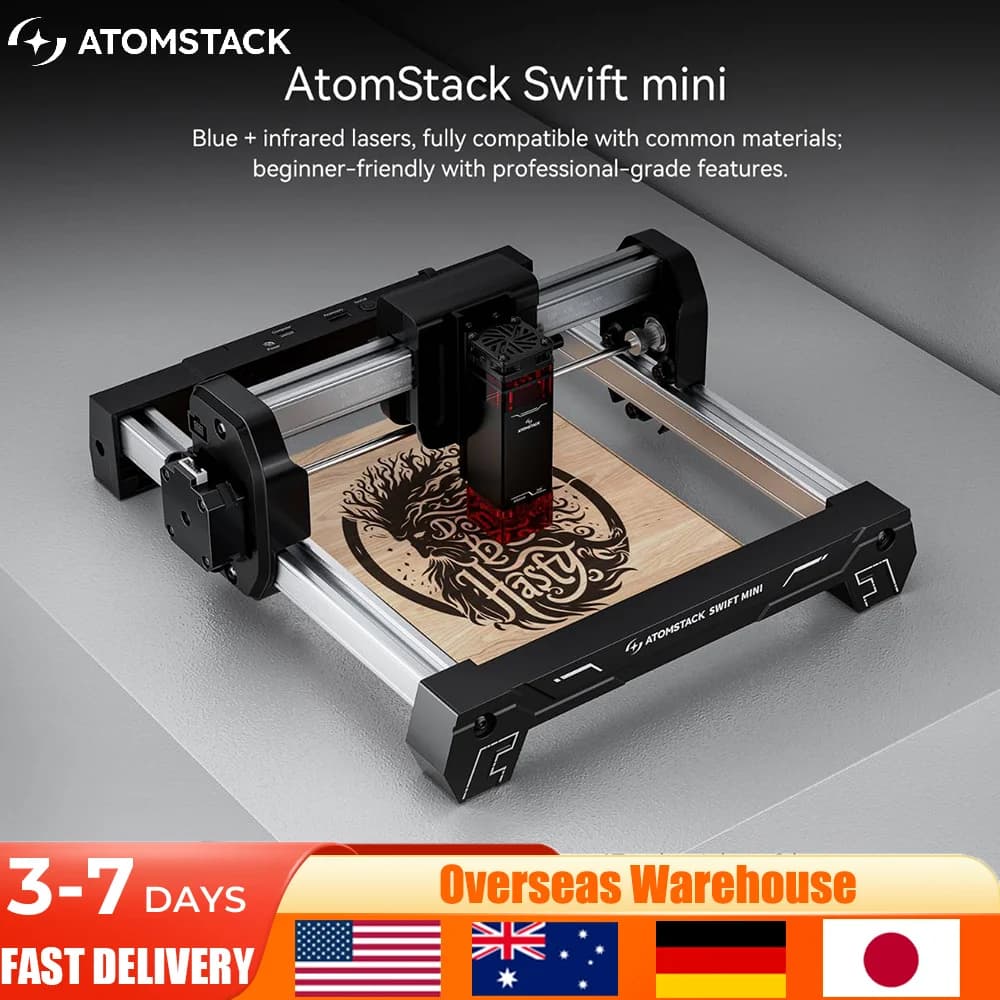ATOMSTACK SWIFT MINI Portable Laser Engraving Machine 3W Laser Engraver Woodworking Tools DIY Dog Tags acrylic metal 135x145mm