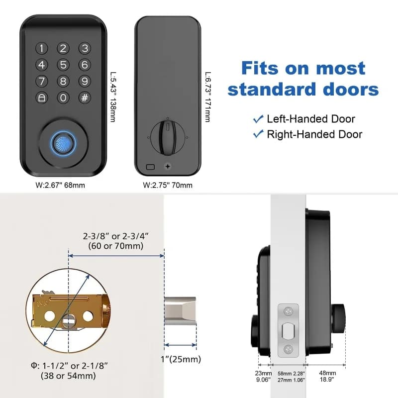 Serratura elettronica digitale multifunzione con impronta digitale con chiave password Smart Life Tuya APP Sblocco remoto Serratura per porta della camera da letto intelligente
