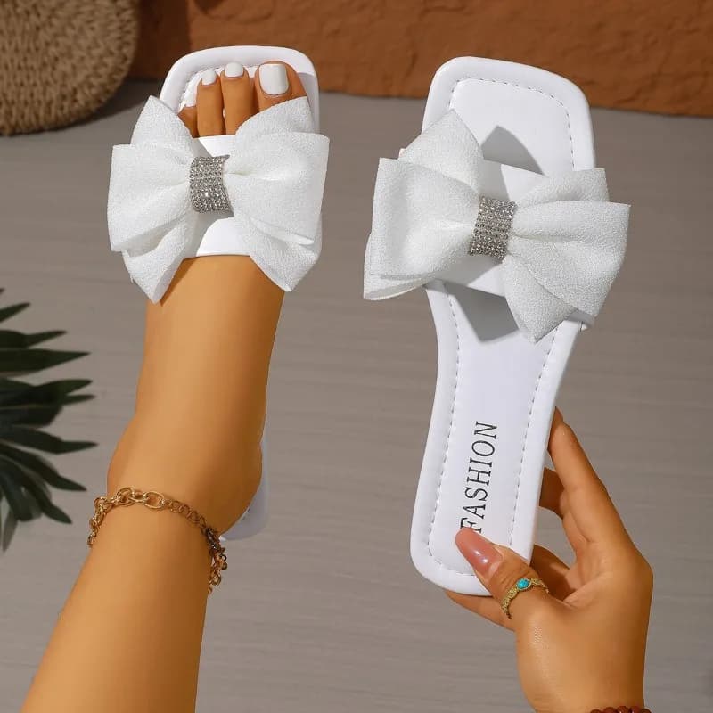 Nuove Ciabatte Estive 2026 da Donna con Fiocco, Design Comodo e Casual, Antiscivolo e Resistenti all'Usura, Sandali Bassi da Esterno