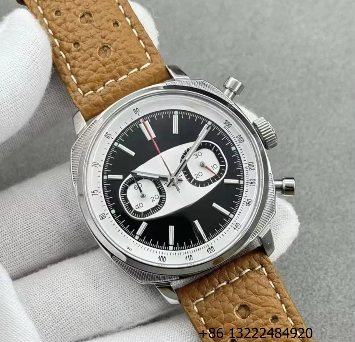 Orologio da Uomo con Cronografo e Tachimetro, Nuovo Cinturino in Pelle Abbinato, Estremamente Elegante con Lavorazione Perfetta