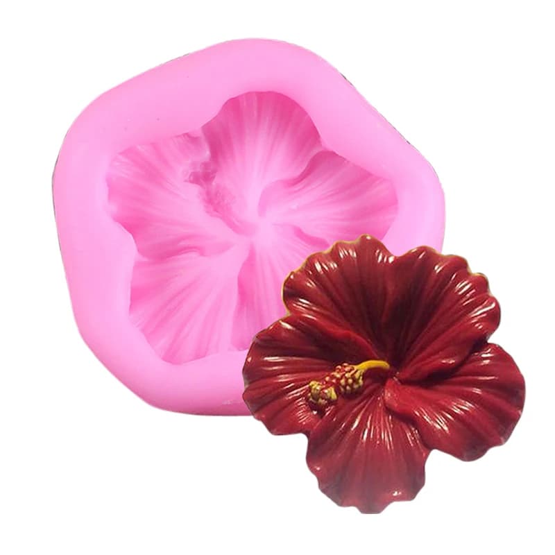 Stampi in Silicone 3D a Forma di Fiore di Ibisco per Fondente, Artigianato, Torte, Caramelle, Cioccolato, Decorazioni in Zucchero, Ghiaccio, Strumento per Pasticceria M2353