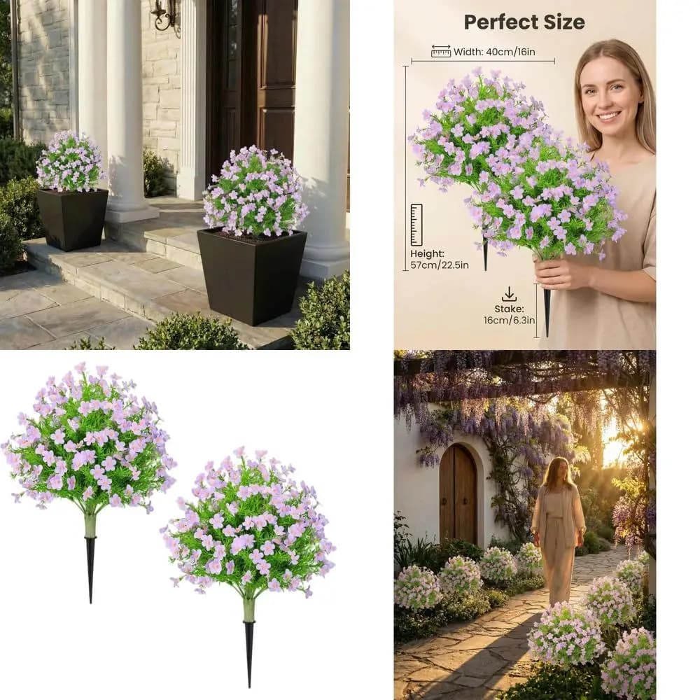 Set of 2 Artificial Sphera Trees in Bosso from 22.5 Inches, UV Rare Resistant, Suitable for Garden, Patio and Interior