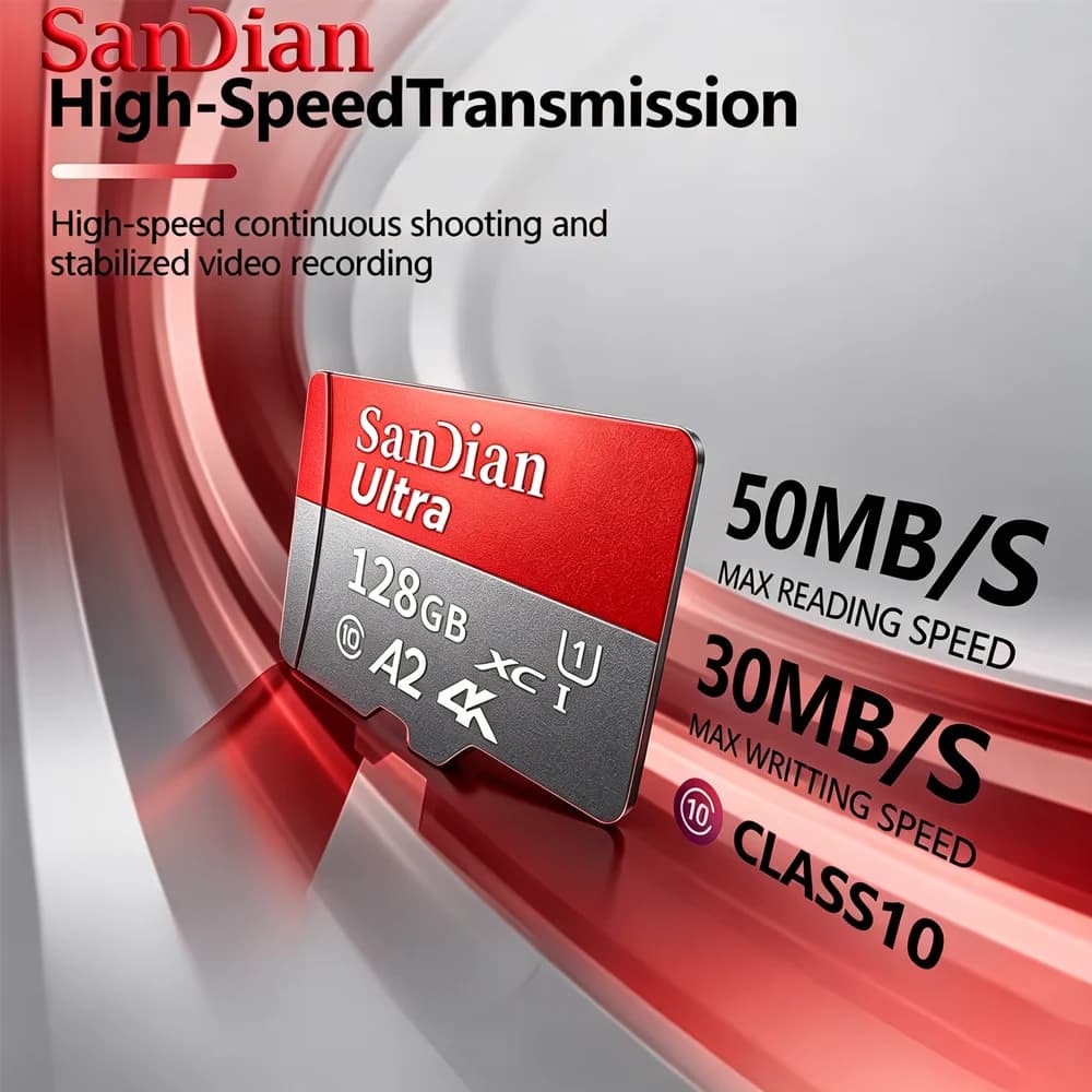 SD Card 64GB 128GB 256GB 512GB Memory Card Micro TF SD U3 V30 A2 Class 10 High Speed Transfer For Smartphone Tablet 4K Video