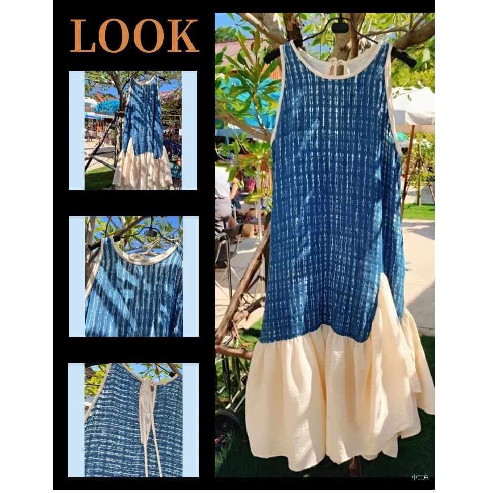 Vintage Design Sense Slimming Sleeveless Dress Women's Summer Patchwork High Waist Straight Cut Skirt Style Commute Wear