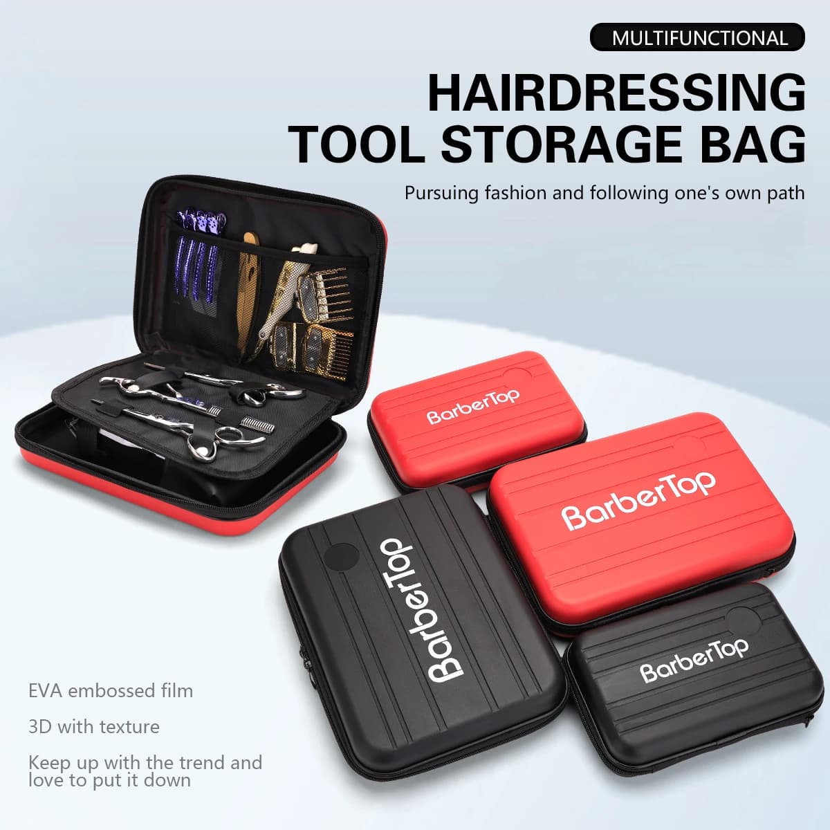 Bag for Scissors from Barbiere, Travel Case for Hairdressing Tools, Multifunctional Organizer in PU Leather for Salone