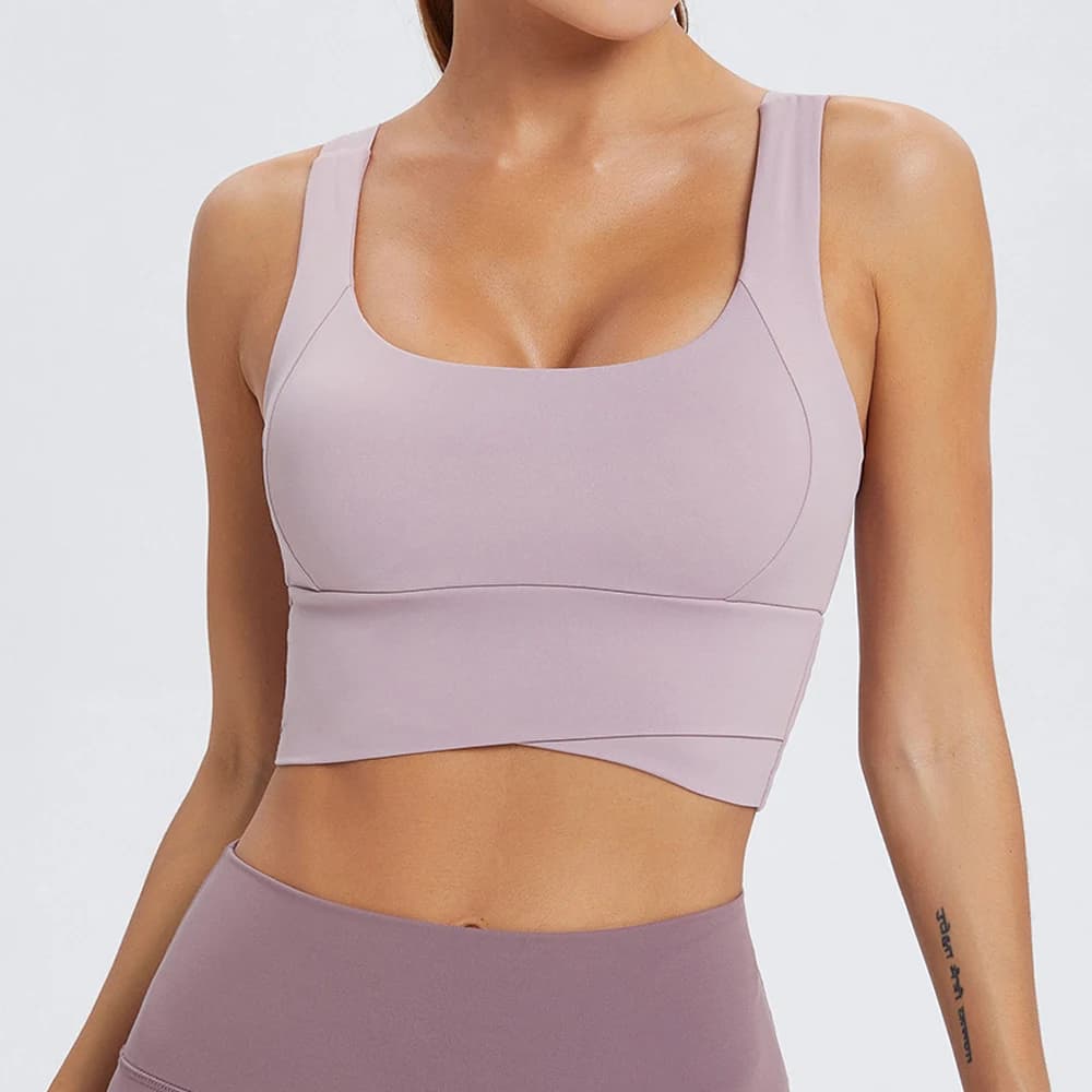 Reggiseno Sportivo ad Alto Impatto, Imbottito e Supportivo, Top Corto da Palestra con Spalline Incrociate per Yoga, Pilates e Corsa