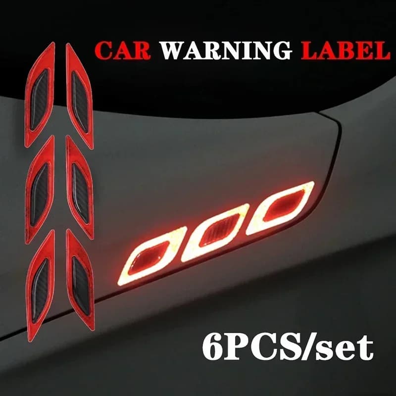 6pcs/Set Car Reflective Stickers Anti-Scratch Safety Warning Sticker for Moto Truck Auto Motor Exterior Decorative Accessories