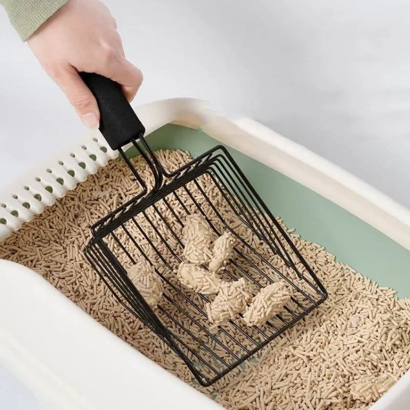 Paletta per lettiera per gatti Pala per lettiera per gatti in metallo Maniglia comoda Paletta per gatti Strumenti per la pulizia della toilette Pala per gatti in acciaio inossidabile